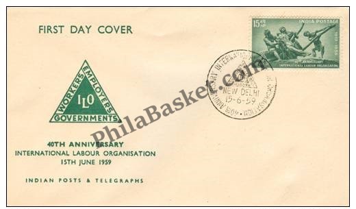 #FDC29 - International Labor Organization - First Day Cover - 1959 - Buy India Stamp - PhilaBasket.Com